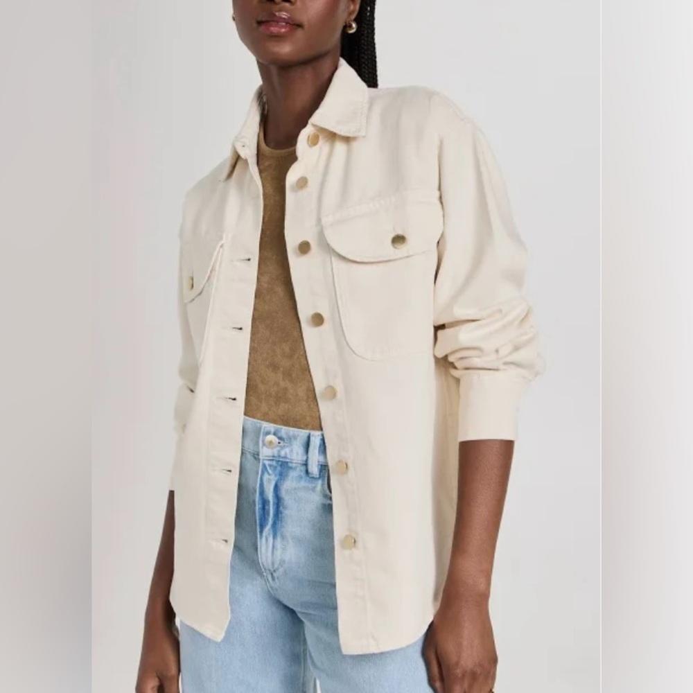 DL1961 Ivory Cotton Denim Faye Jacket Oversized Small Pockets Exc Condition